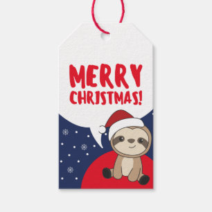 Sloth Christmas Snow Winter Animals Sloths Gift Ta Tags