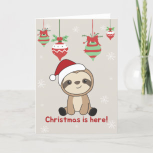 Sloth Christmas Snow Winter Animals Sloths Holiday Card