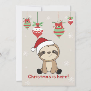 Sloth Christmas Snow Winter Animals Sloths Holiday Card