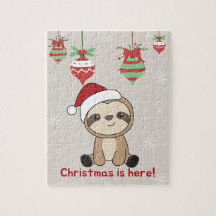 Sloth Christmas Snow Winter Animals Sloths Jigsaw  Jigsaw Puzzle