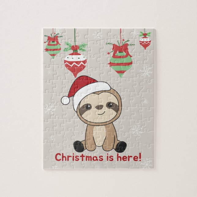 Sloth Christmas Snow Winter Animals Sloths Jigsaw  Puzzle (Vertical)