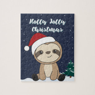 Sloth Christmas Snow Winter Animals Sloths Jigsaw Puzzle