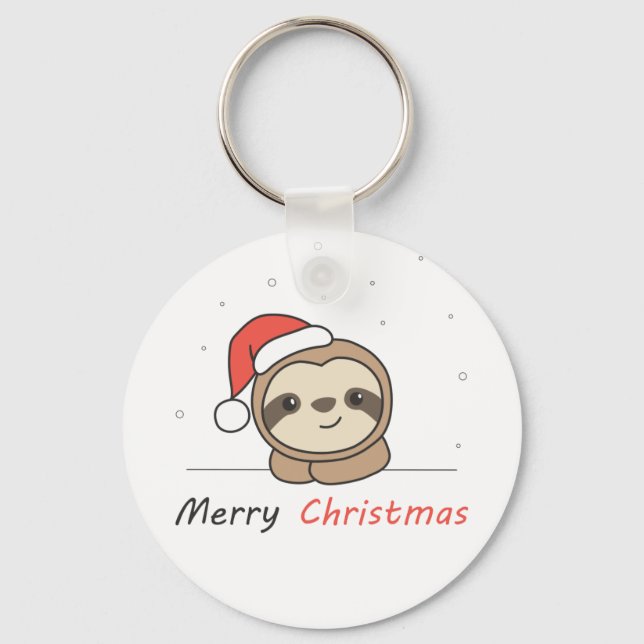 Sloth Christmas Snow Winter Animals Sloths Key Ring (Front)