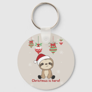 Sloth Christmas Snow Winter Animals Sloths Keychai Key Ring