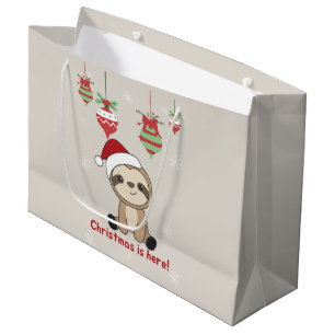 Sloth Christmas Snow Winter Animals Sloths Large G Gift Bag