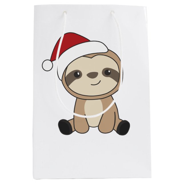 Sloth Christmas Snow Winter Animals Sloths Medium Gift Bag (Front)