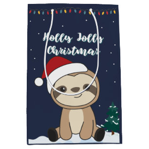 Sloth Christmas Snow Winter Animals Sloths Medium Gift Bag