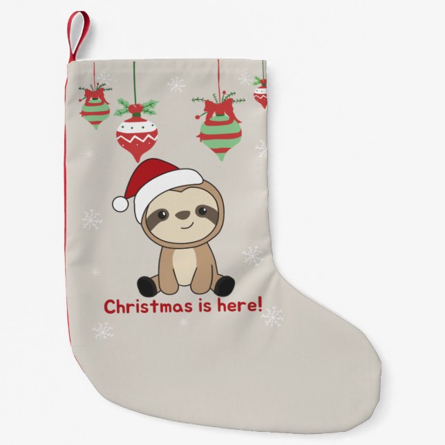 Sloth Christmas Snow Winter Animals Sloths Small C Stocking (Front)