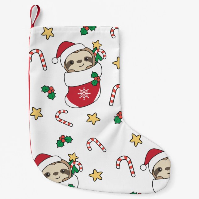 Sloth Christmas Snow Winter Animals Sloths Small Christmas Stocking (Front)