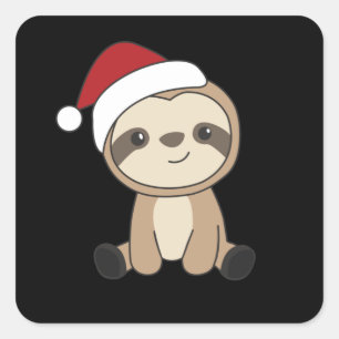 Sloth Christmas Snow Winter Animals Sloths Square Sticker
