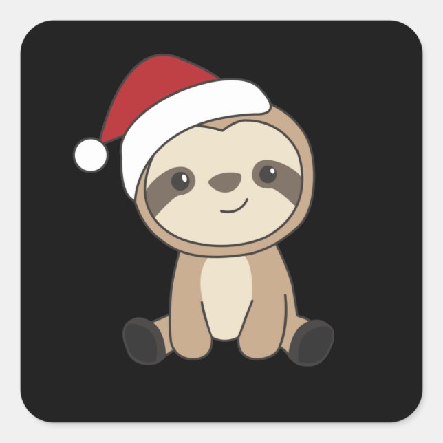 Sloth Christmas Snow Winter Animals Sloths Square  Sticker (Front)