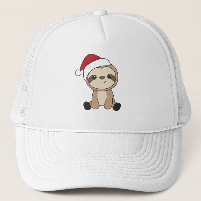 Sloth Christmas Snow Winter Animals Sloths Trucker Hat (Front)