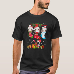 Sloth Christmas Sock Sloth Santa Hat Lights Xmas T T-Shirt