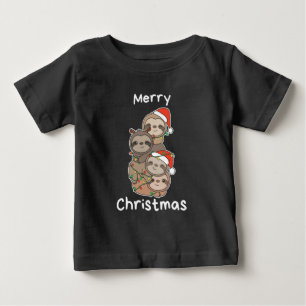Sloth Christmas Tree Christmas Animals Sloths Baby T-Shirt