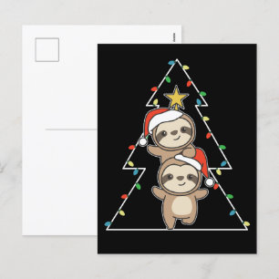 Sloth Christmas Tree Christmas Animals Sloths Hol Holiday Postcard