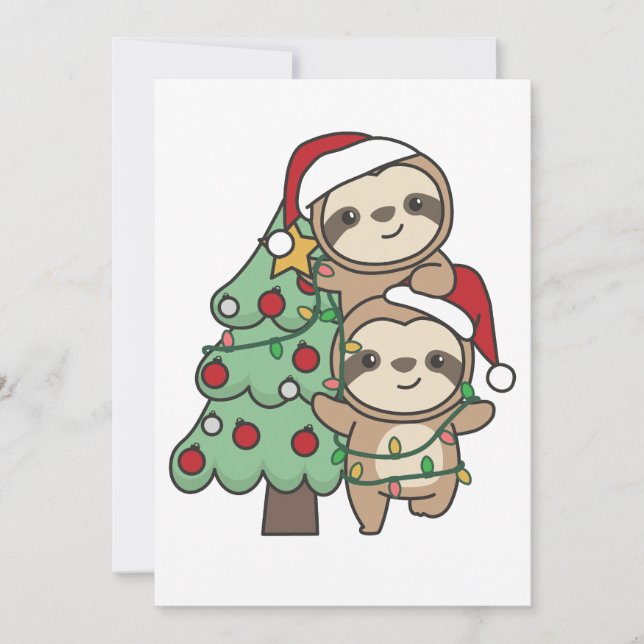  Sloth Christmas Tree Christmas Animals Sloths Holiday Card (Front)