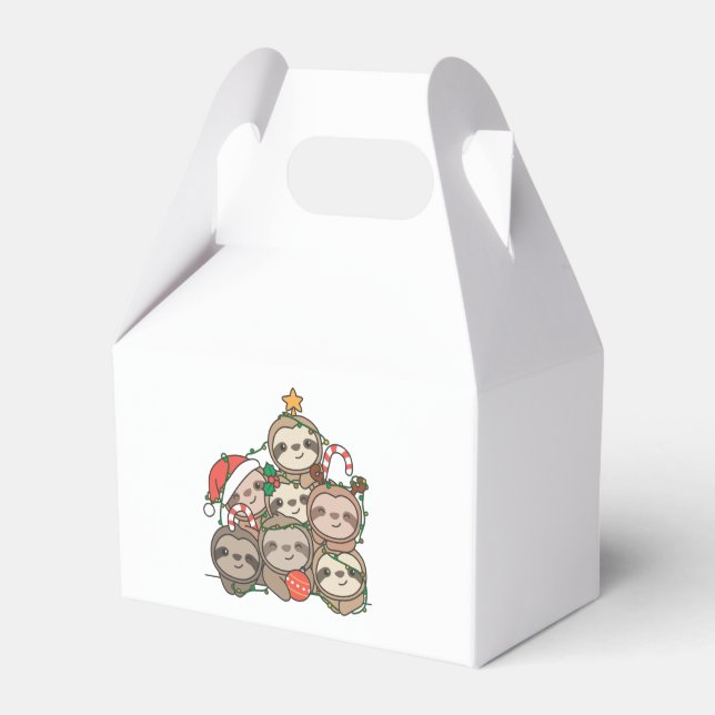 Sloth Christmas Tree Funny Animal Christmas Favour Box (Front Side)