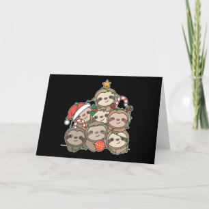 Sloth Christmas Tree Funny Animal Christmas Holida Holiday Card
