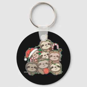 Sloth Christmas Tree Funny Animal Christmas Keycha Key Ring