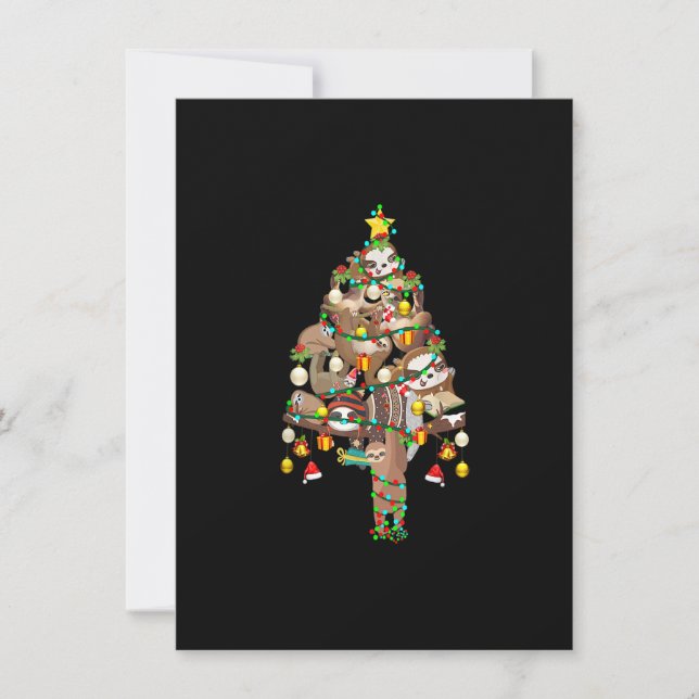 Sloth Christmas Tree Lights Xmas Lover Merry Sloth Invitation (Front)