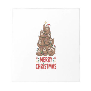 Sloth Christmas Tree Merry Holiday Notepad