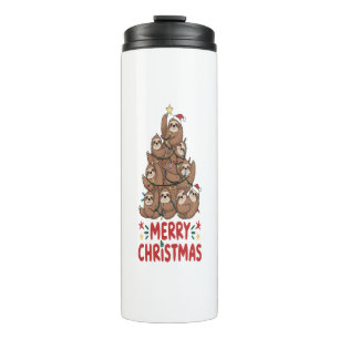 Sloth Christmas Tree Merry Holiday Thermal Tumbler