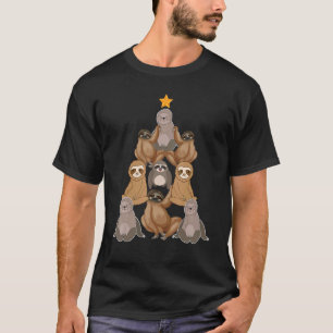 Sloth Christmas Tree Xmas Pajama Men Women Kids T-Shirt