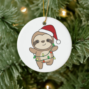 Sloth Christmas Winter Animals Sloths Ceramic Orna Ornament