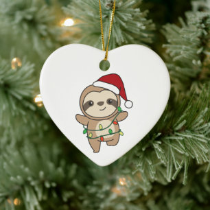 Sloth Christmas Winter Animals Sloths Ceramic Orna Ornament