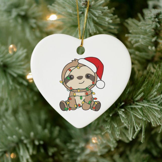 Sloth Christmas Winter Animals Sloths Ceramic Ornament (Tree)