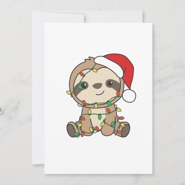 Sloth Christmas Winter Animals Sloths Holiday Card (Front)