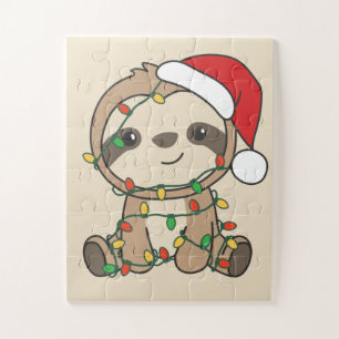 Sloth Christmas Winter Animals Sloths Jigsaw Puzzl Jigsaw Puzzle