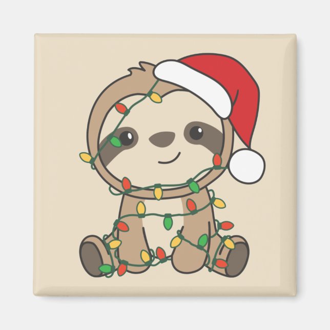 Sloth Christmas Winter Animals Sloths Magnet (Front)