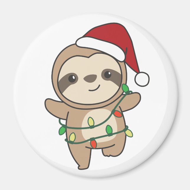 Sloth Christmas Winter Animals Sloths Magnet (Front)