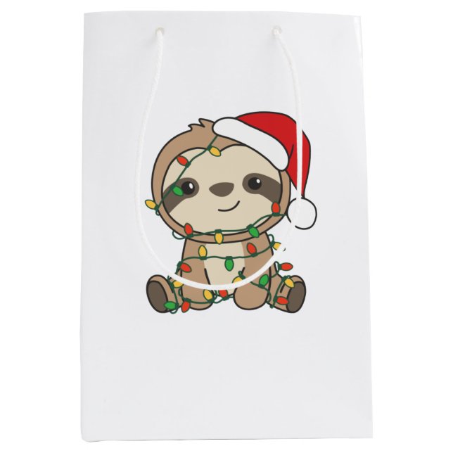 Sloth Christmas Winter Animals Sloths Medium Gift Bag (Front)