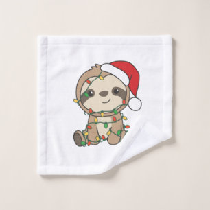 Sloth Christmas Winter Animals Sloths Wash Cloth