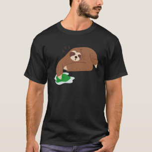 Sloth Cleaning Falling Asleep Ironic Lazy Sloth Pu T-Shirt