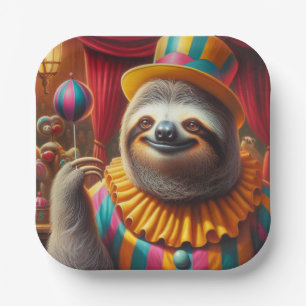 Sloth Clown Paper Plate