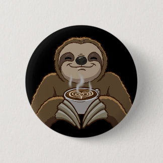 Sloth-Coffee-Foam 6 Cm Round Badge