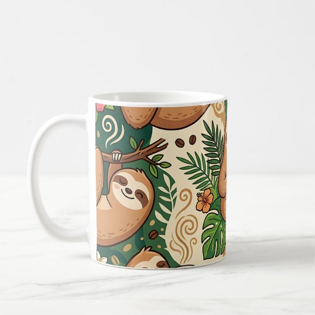 Sloth Coffee Mug – Cosy Cute Sloth Pattern (Left)
