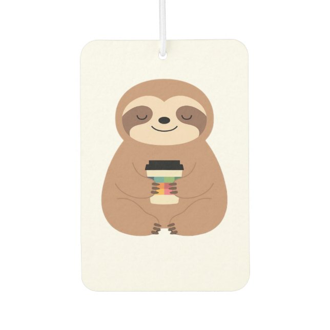 Sloth Coffee Time Classic T-Shirt Car Air Freshener (Front)