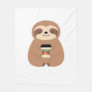 Sloth Coffee Time Classic T-Shirt Fleece Blanket
