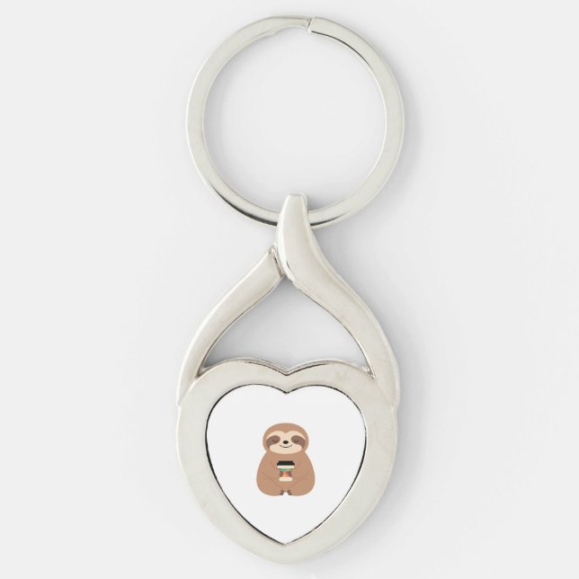 Sloth Coffee Time Classic T-Shirt Key Ring (Front)
