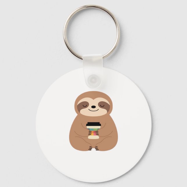 Sloth Coffee Time Classic T-Shirt Key Ring (Front)