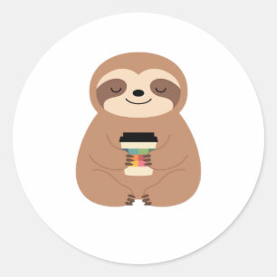Sloth Coffee Time Classic T-Shirt Round Sticker