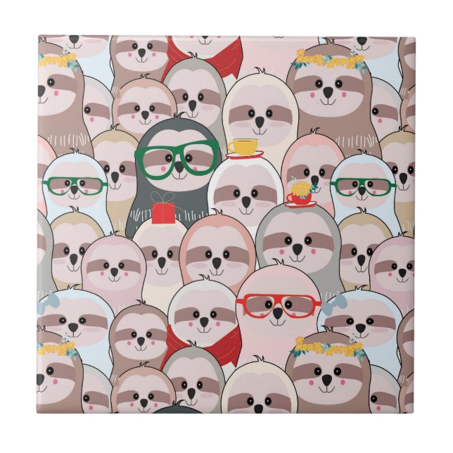Sloth Comic Pattern Ceramic Tile (Front)