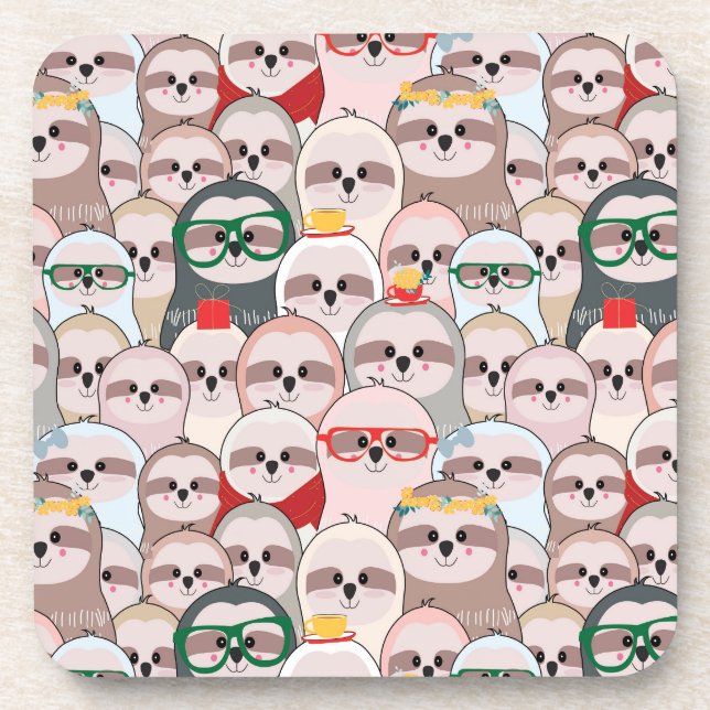 Sloth Comic Pattern Coaster (Front)
