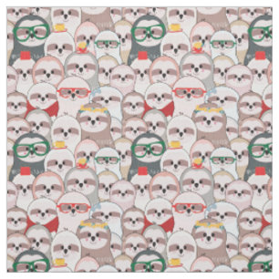 Sloth Comic Pattern Fabric