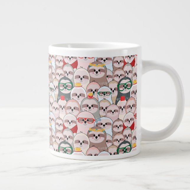 Sloth Comic Pattern Large Coffee Mug (Right)