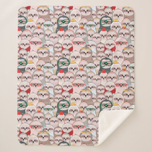 Sloth Comic Pattern Sherpa Blanket